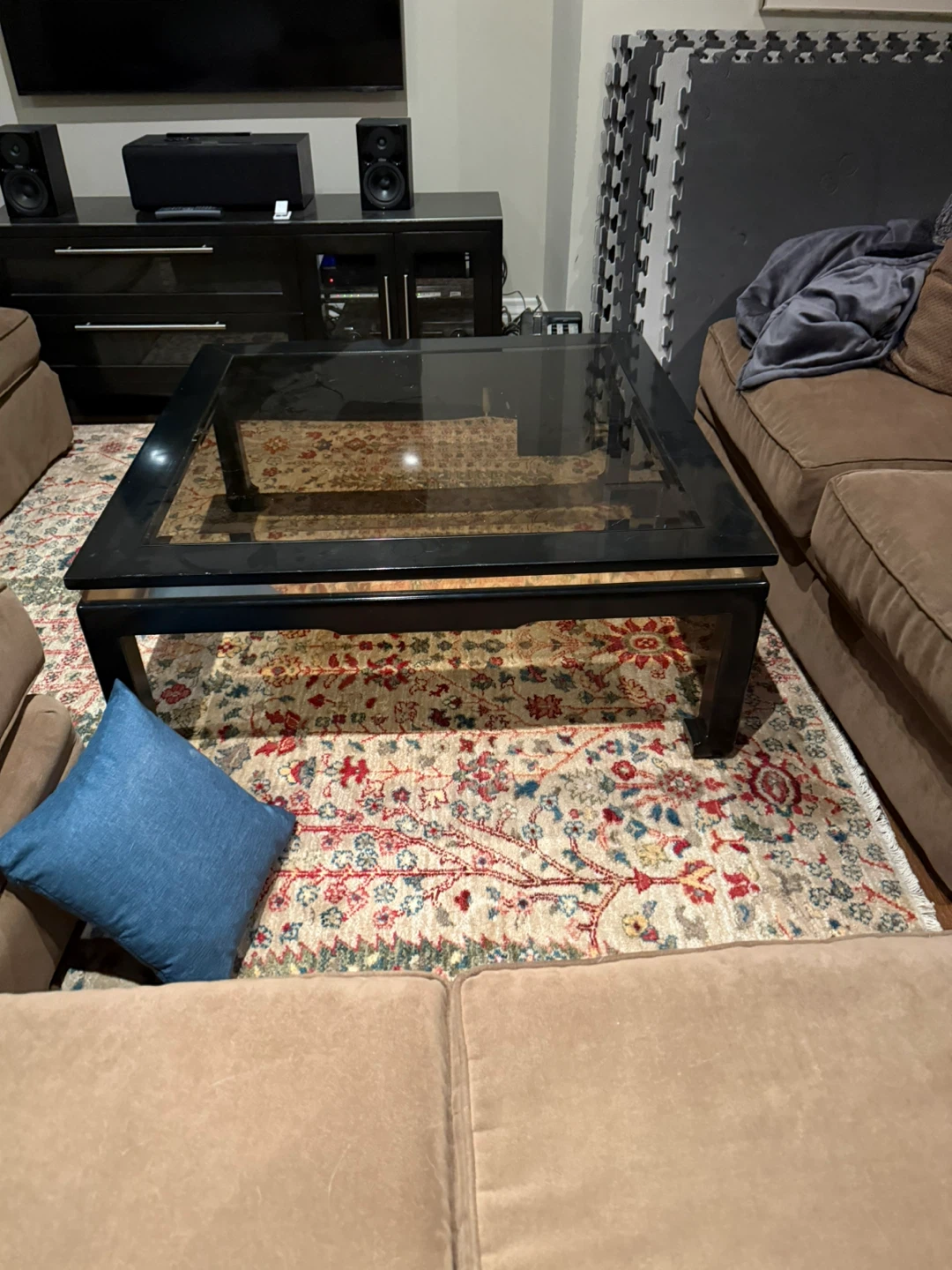 Black lacquer glass table