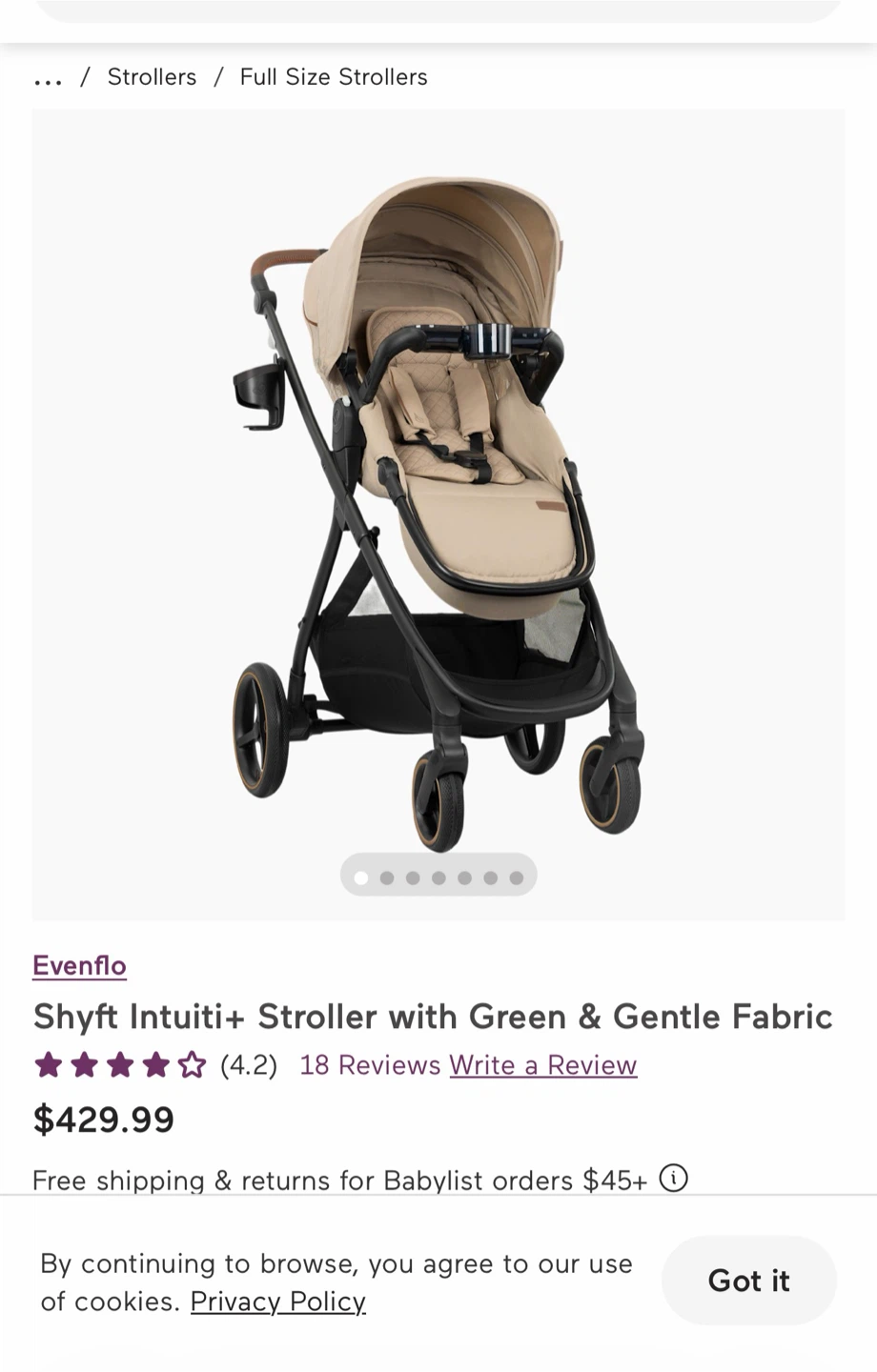 Evenflo Shyft Intuiti+ Stroller with Green & Gentle Fabric - photo 5