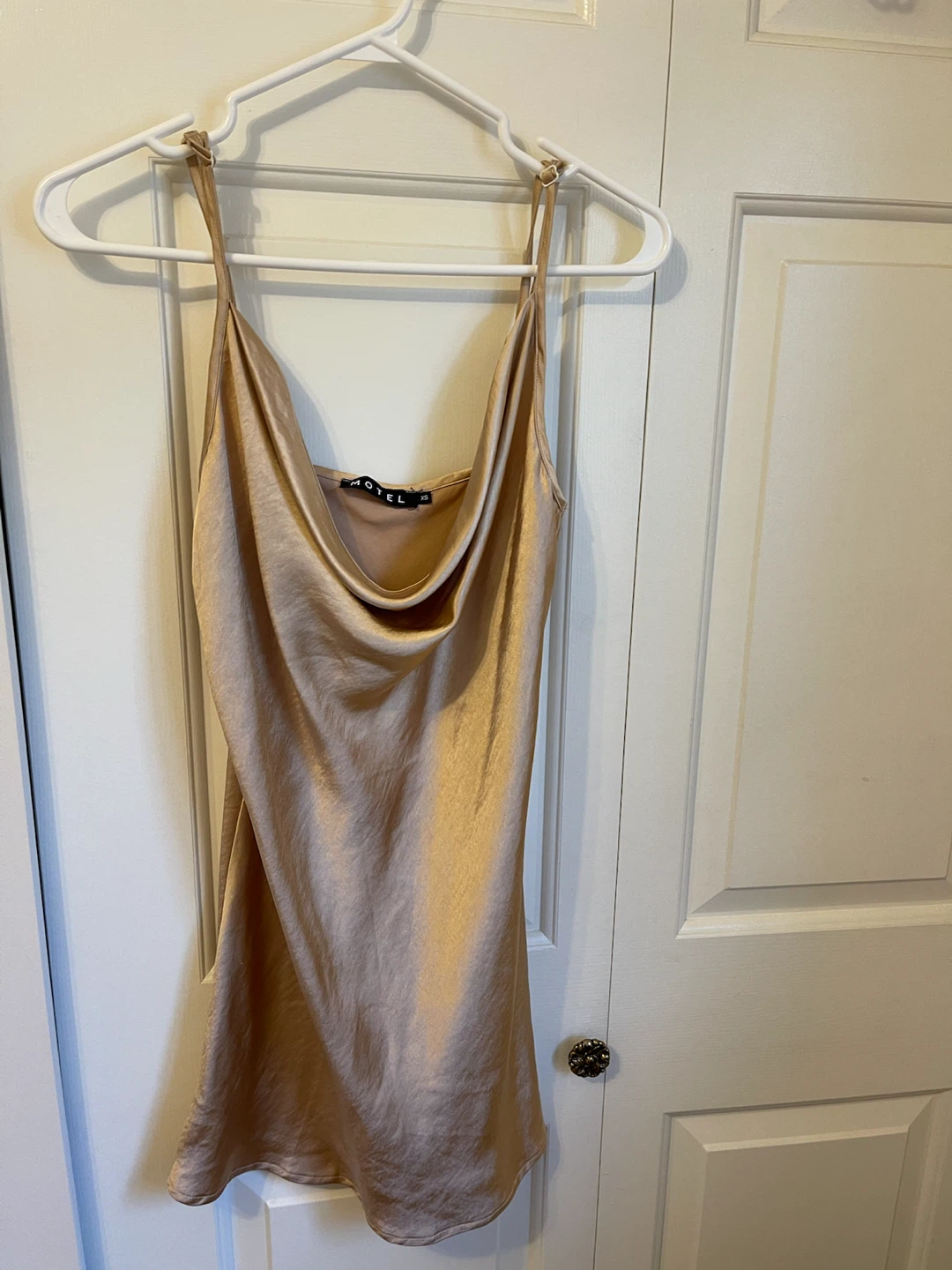 Motel Rocks Champagne Satin Cowl Neck Dress
