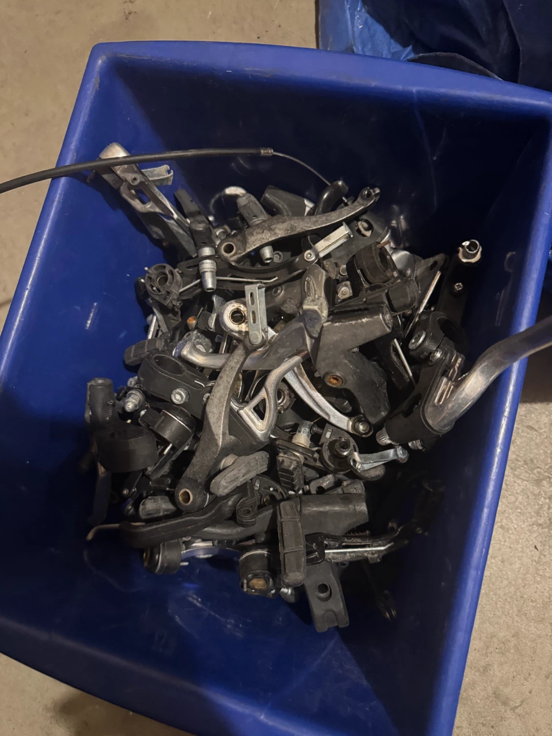 Bin full of Mountain Bike Brakes