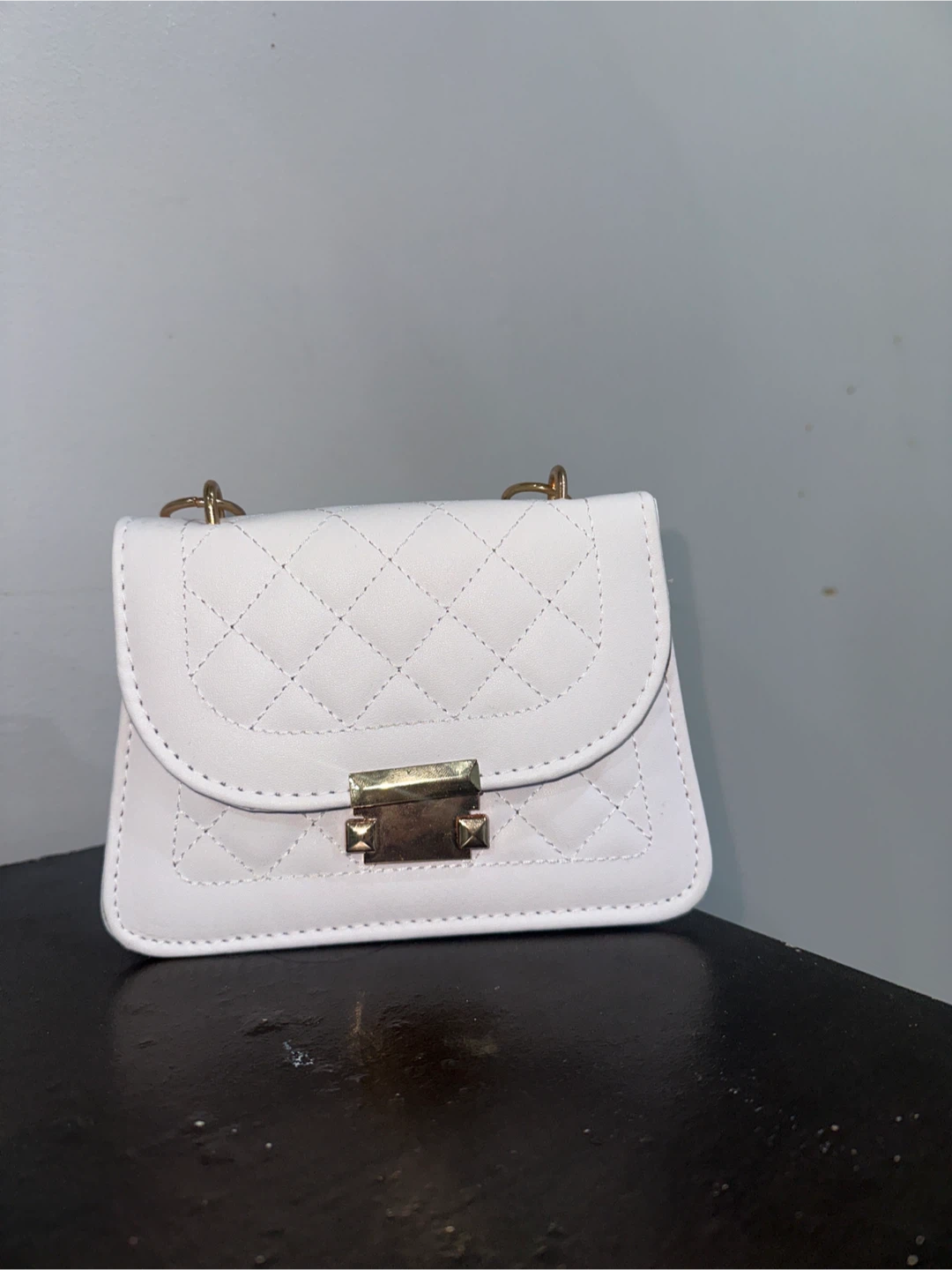 White quilted mini handbag