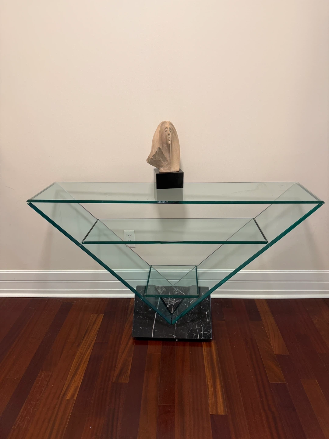 Modern Glass and Black Marble Console Table