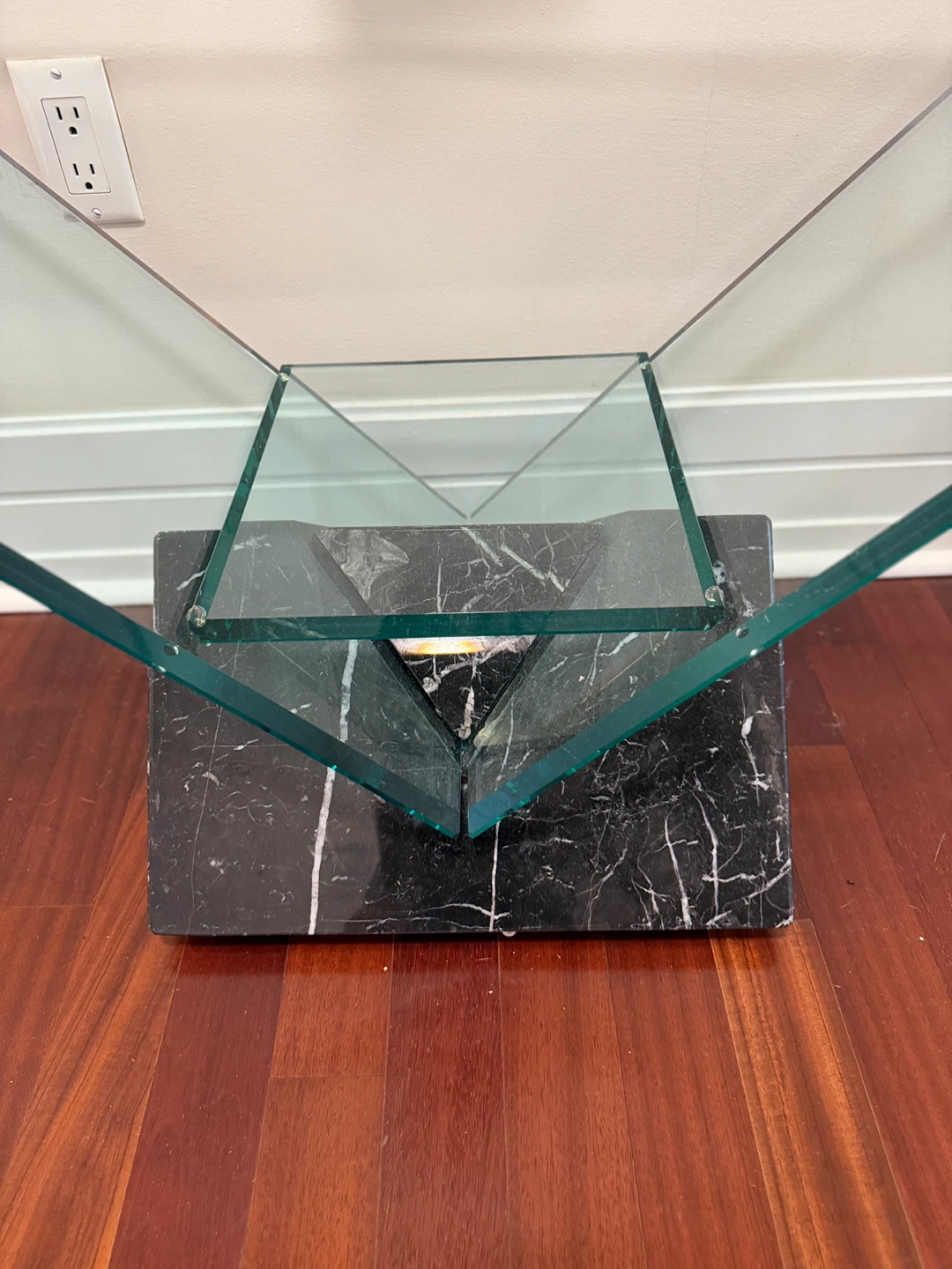 Modern Glass and Black Marble Console Table - photo 2