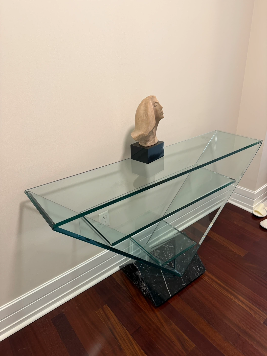 Modern Glass and Black Marble Console Table - photo 4