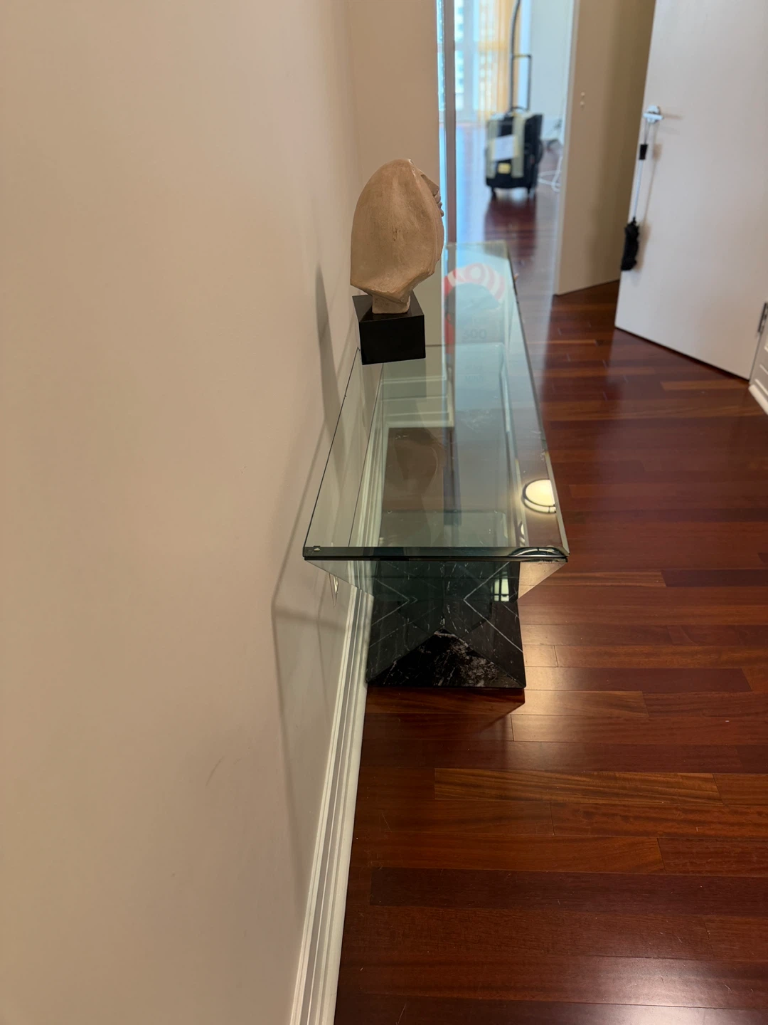Modern Glass and Black Marble Console Table - photo 5