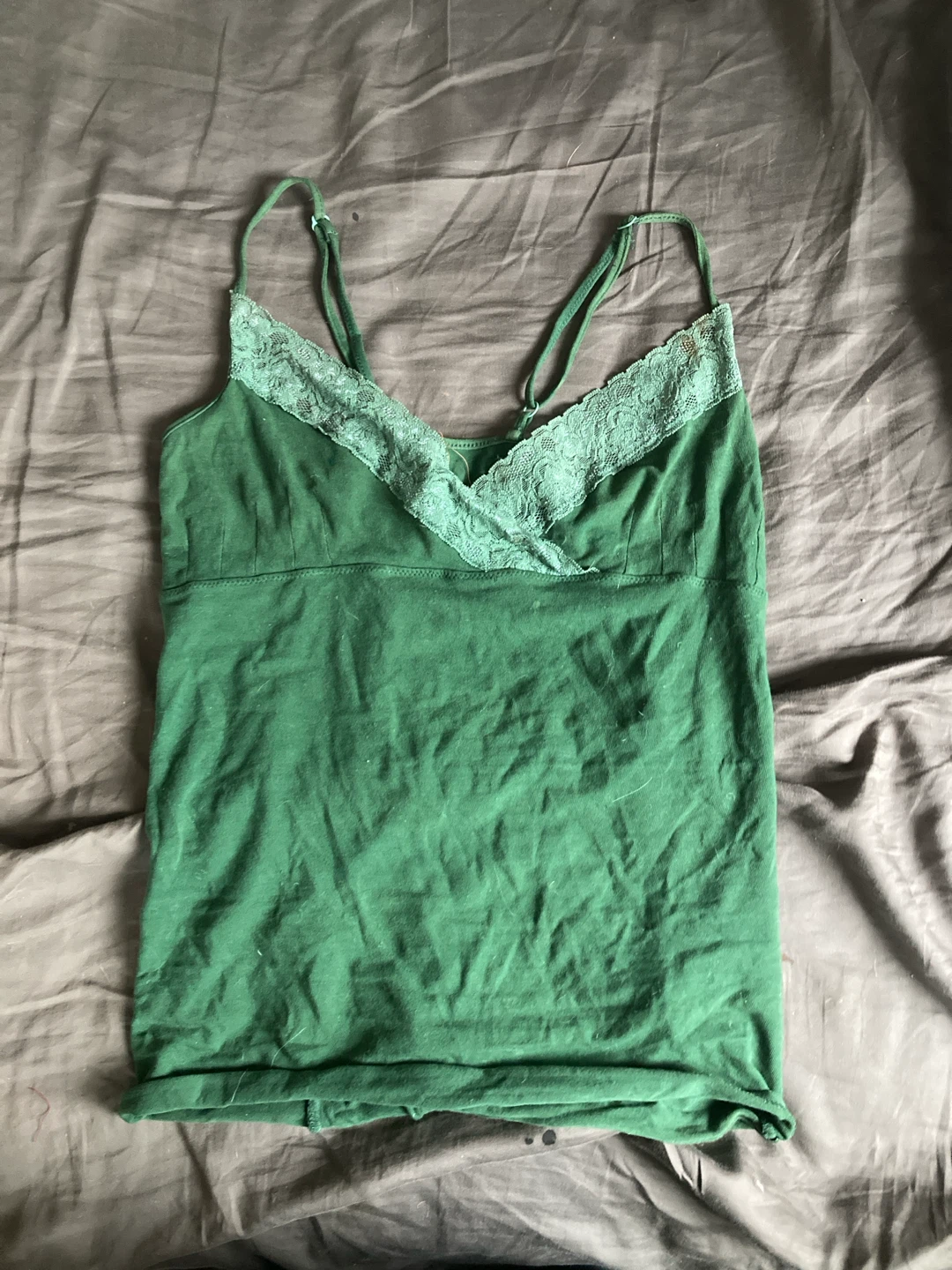 Green Lace-Trim Tank Top