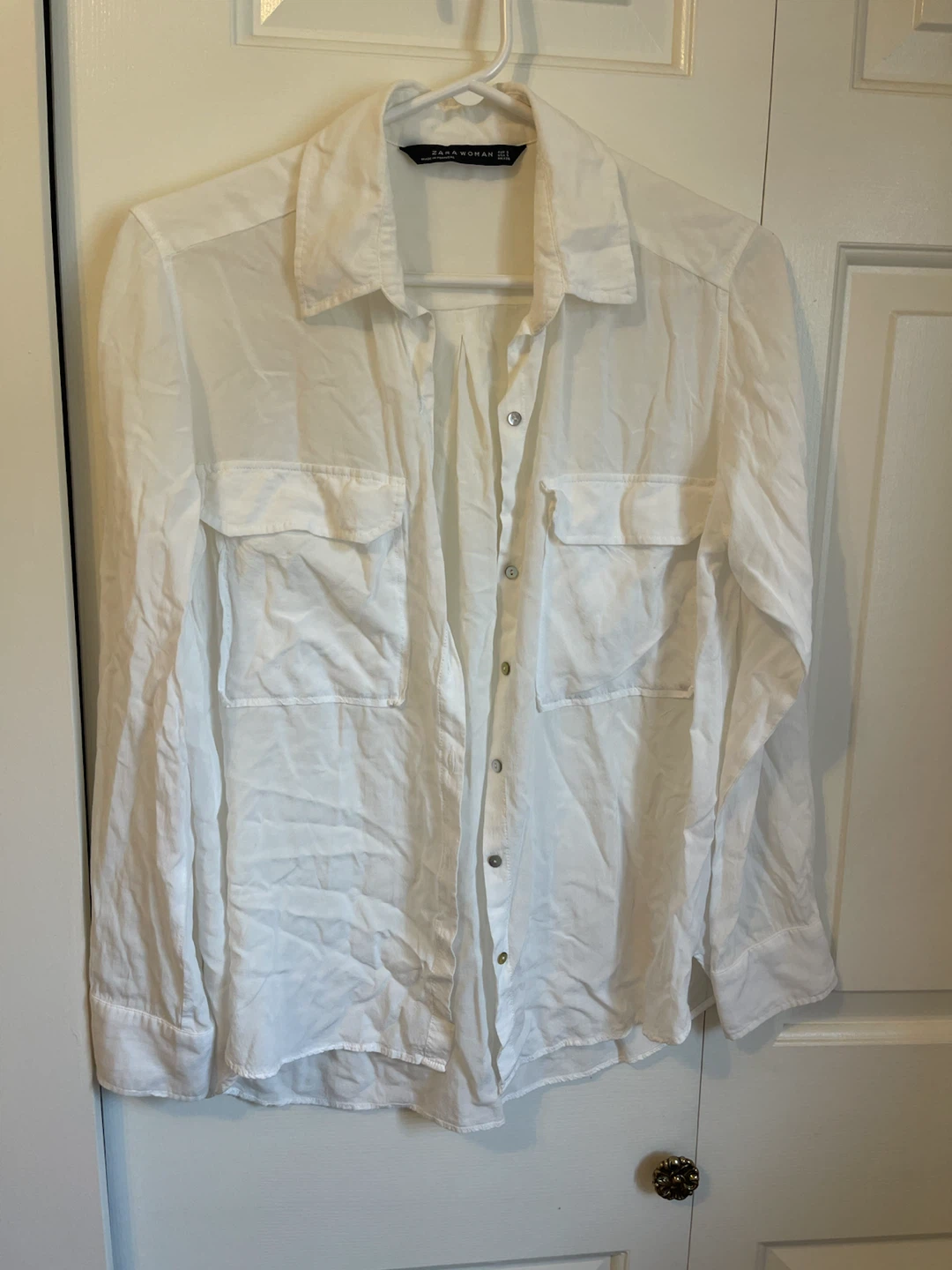 Zara Woman White Long Sleeve Shirt