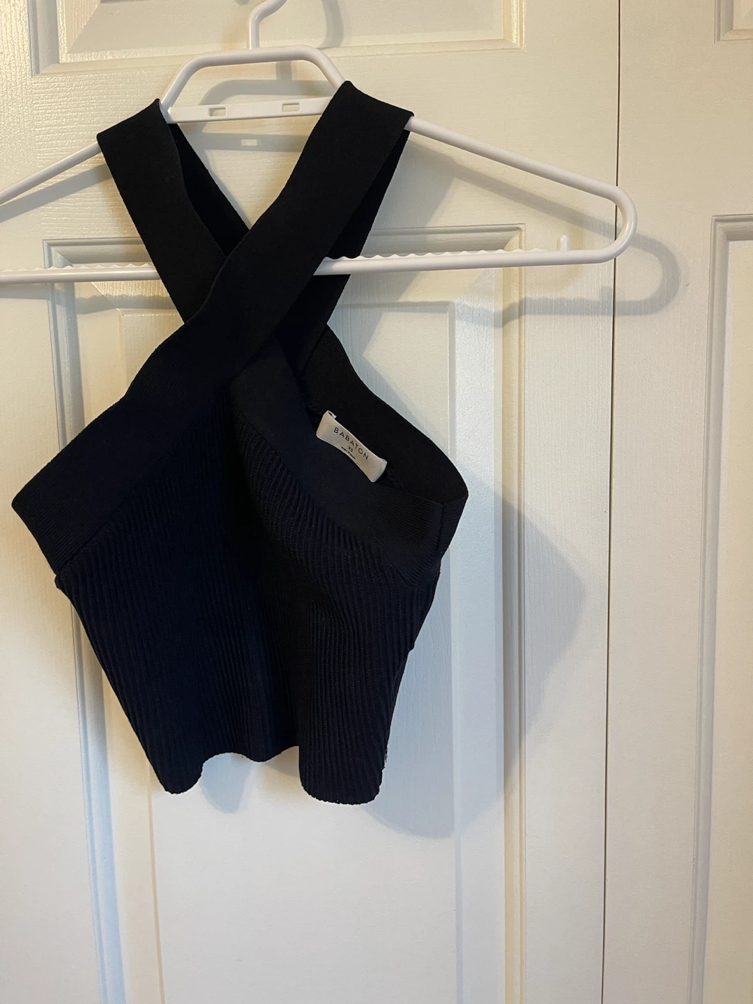 Babaton Black Halter Crop Top