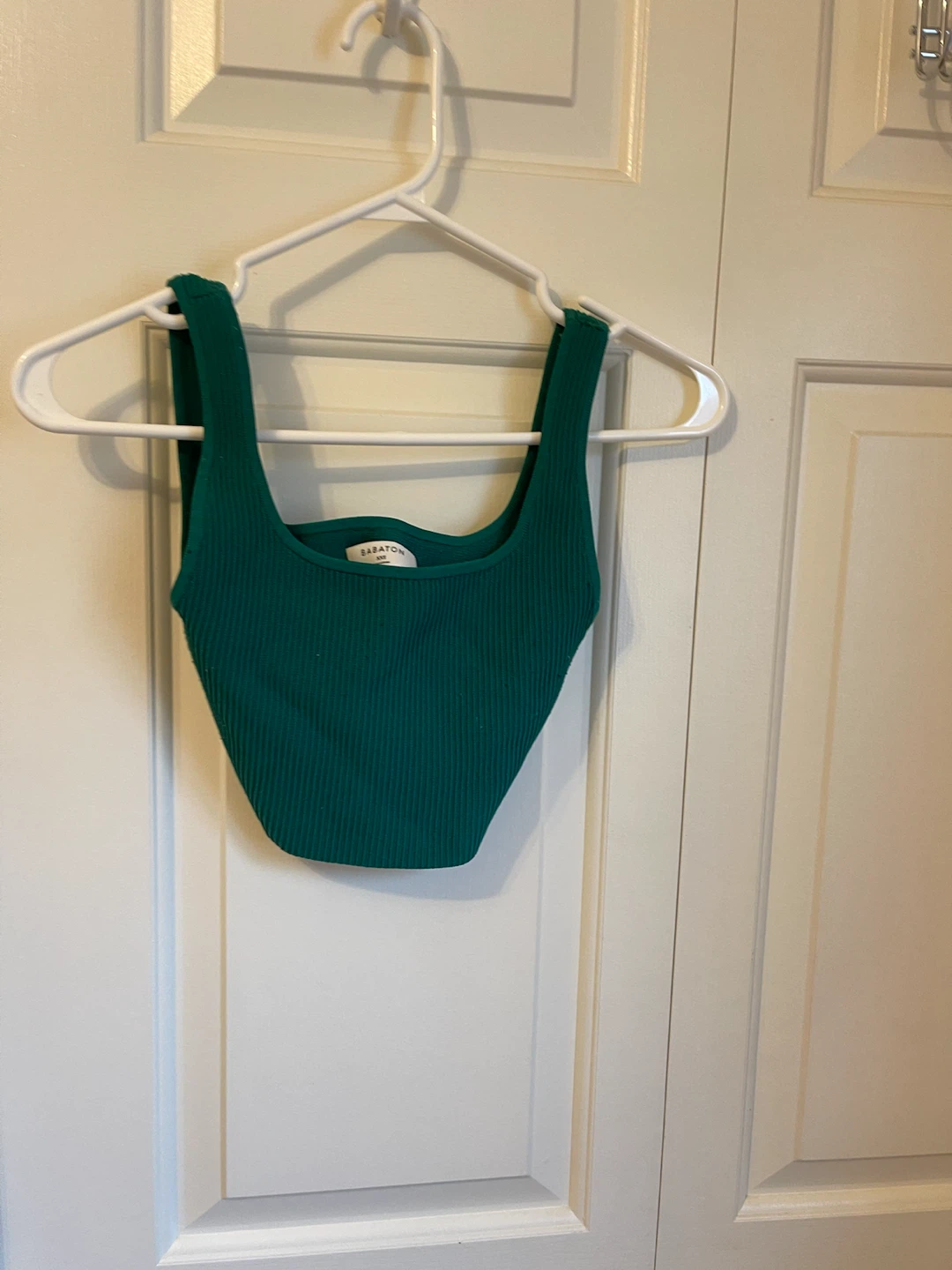 Babaton Ribbed Square Neck Tank Top Green