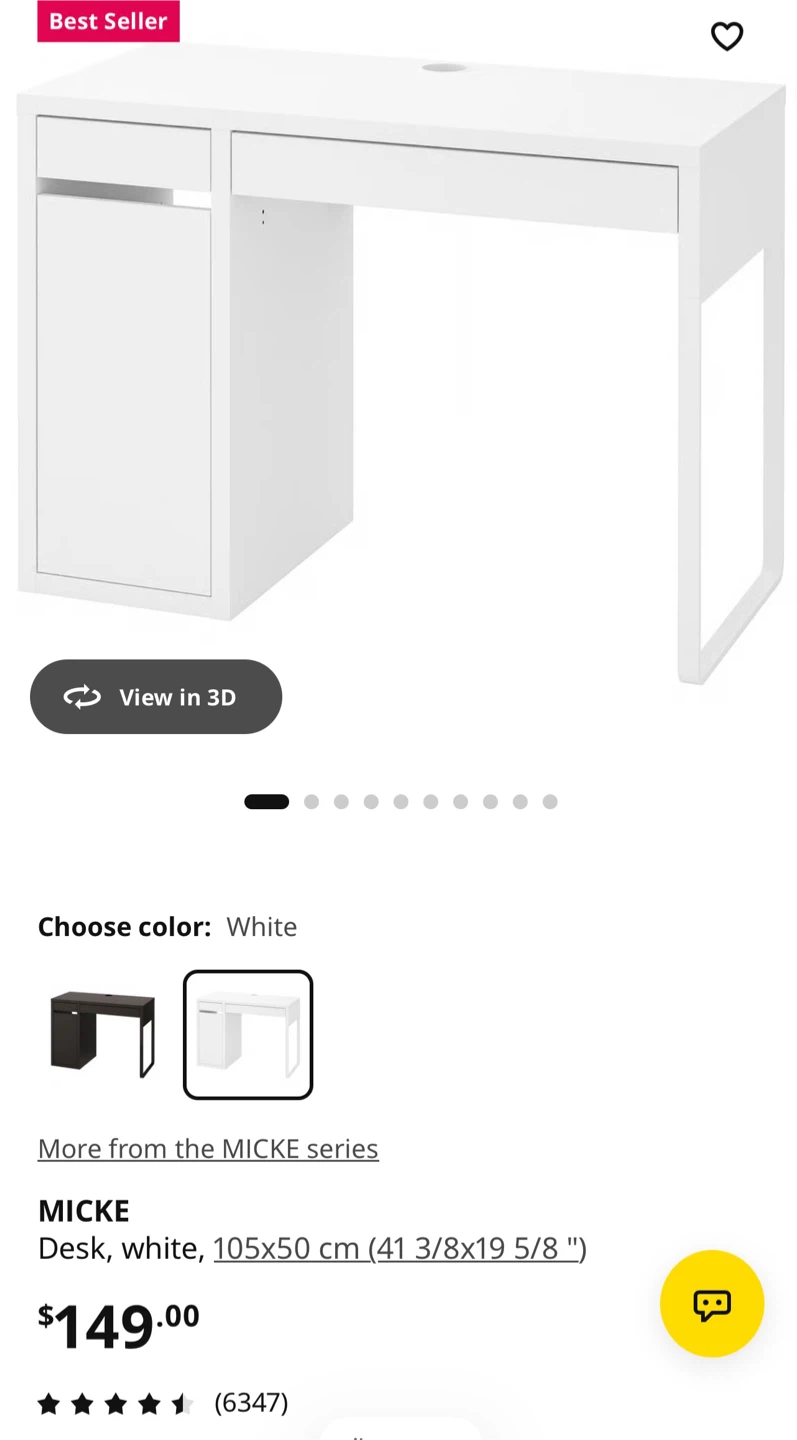 IKEA MICKE Desk - White