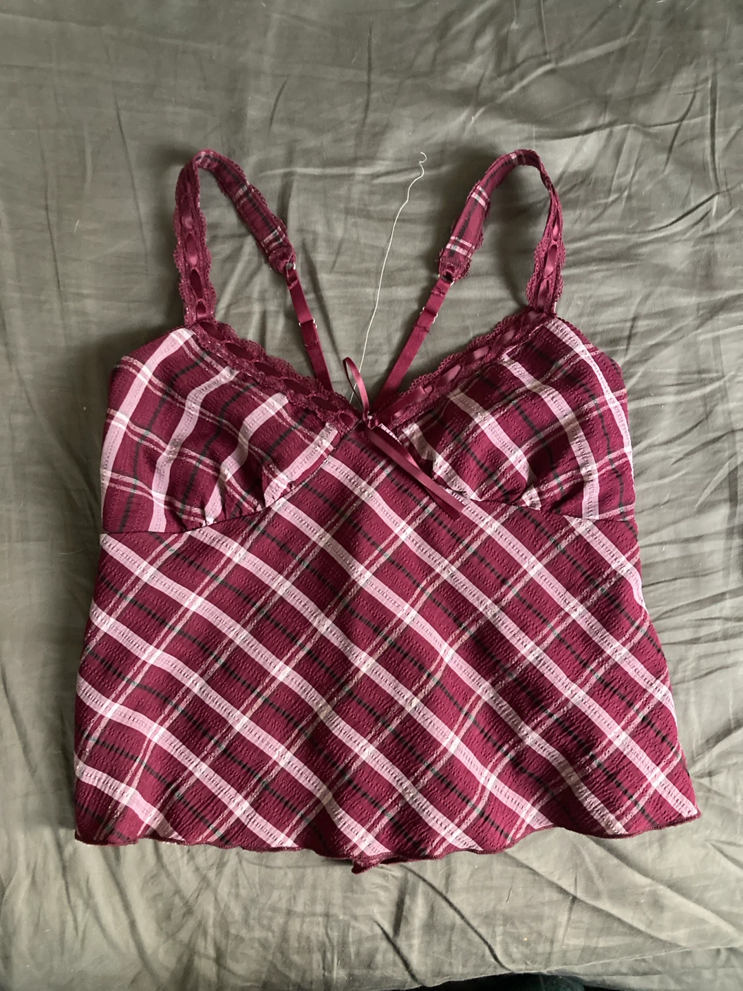 Maroon Plaid Cami Tank Top