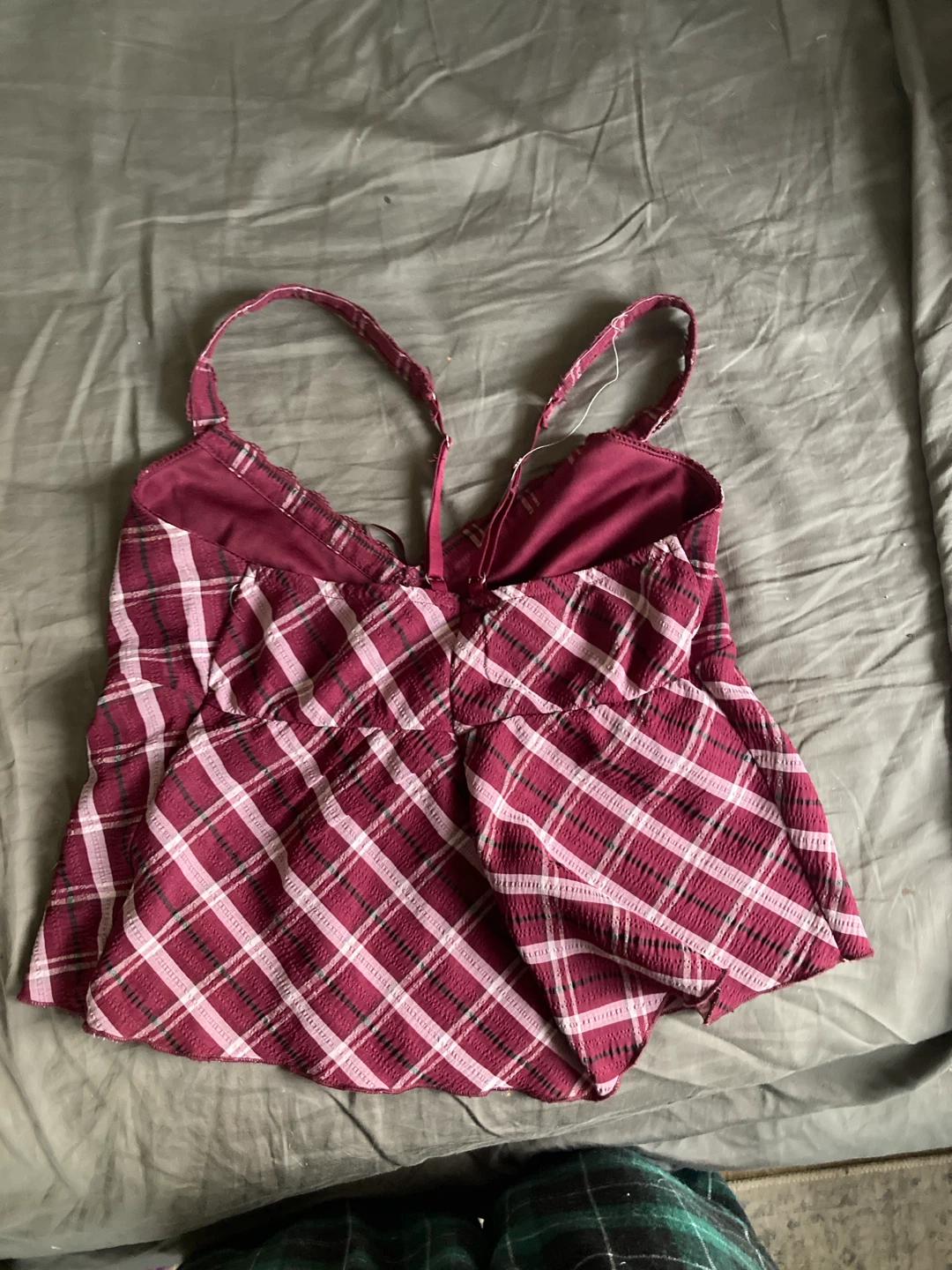 Maroon Plaid Cami Tank Top - photo 2