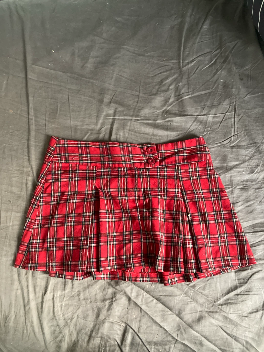 Red Plaid Pleated Skirt