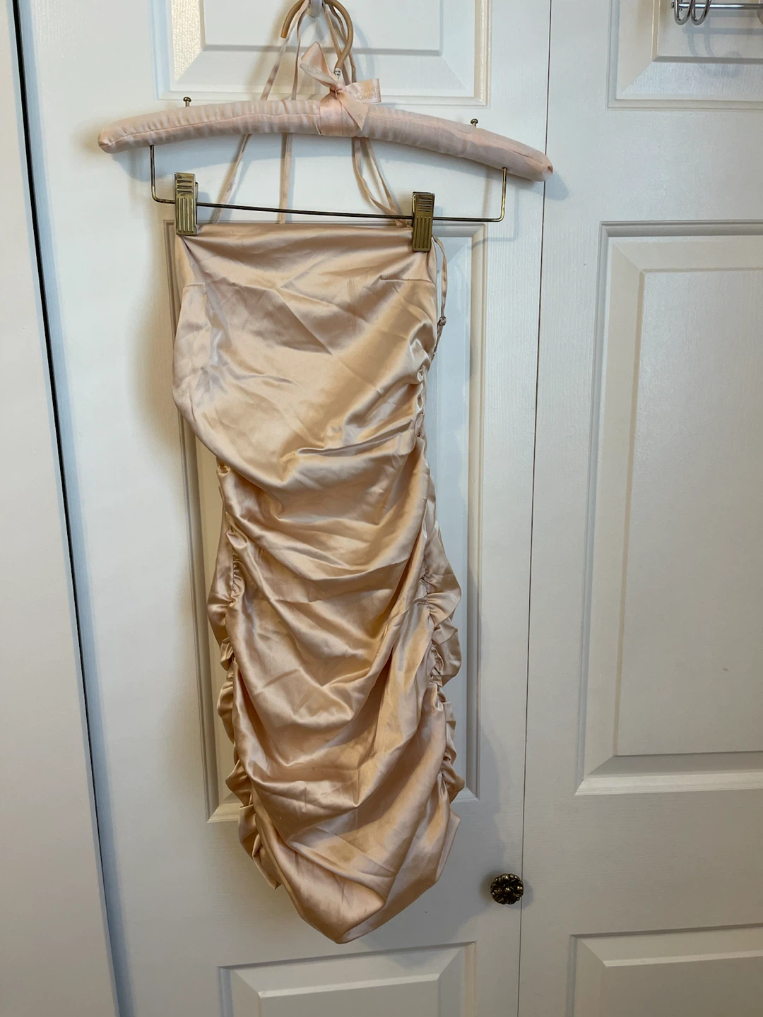 Oh Polly Satin Ruched Mini Dress