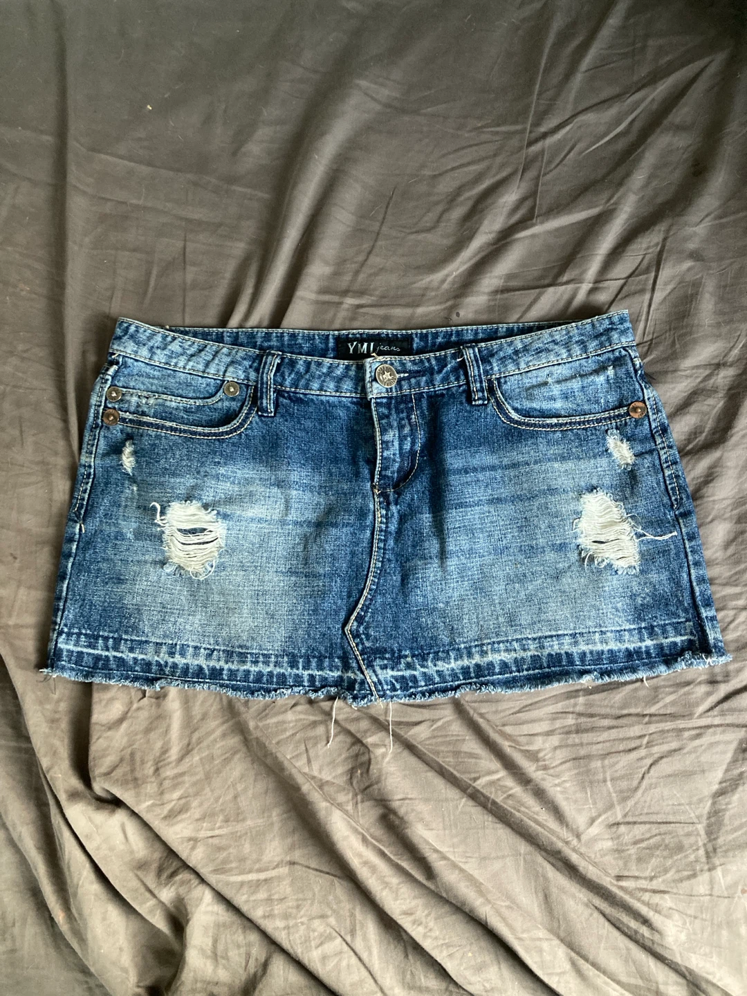 YMI Jeans Distressed Denim Mini Skirt