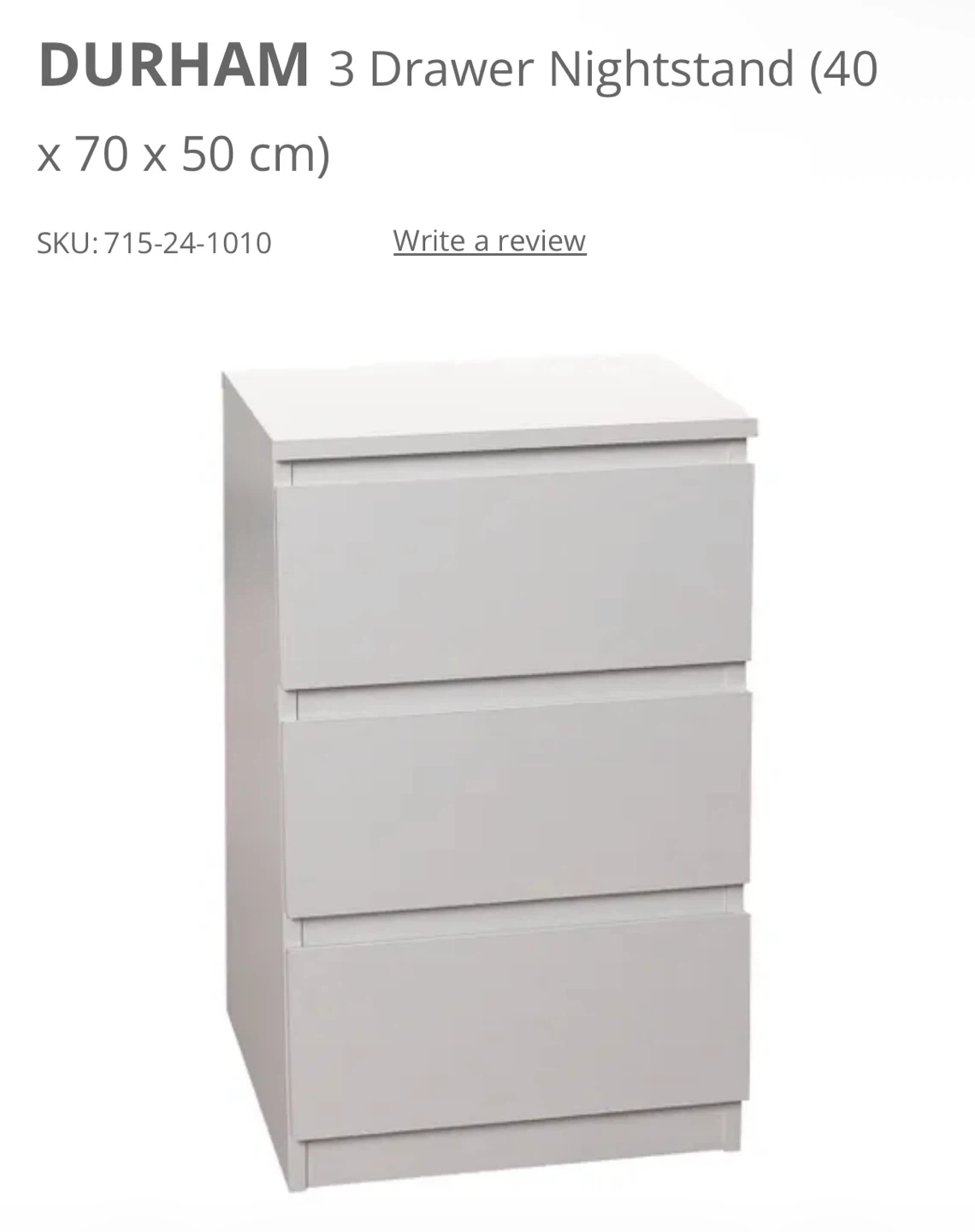 3 Drawer Nightstand in White