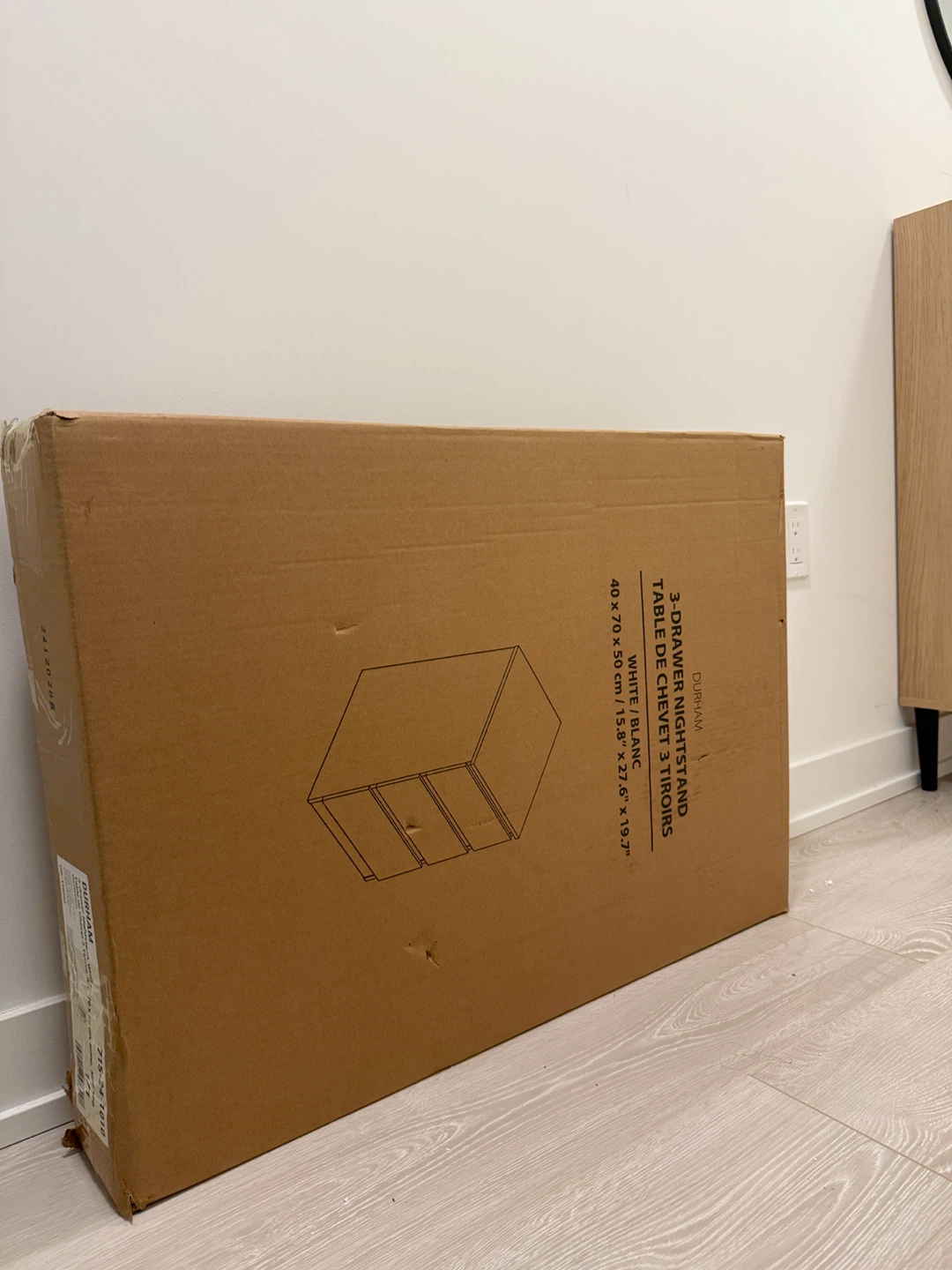 3 Drawer Nightstand in White - photo 2