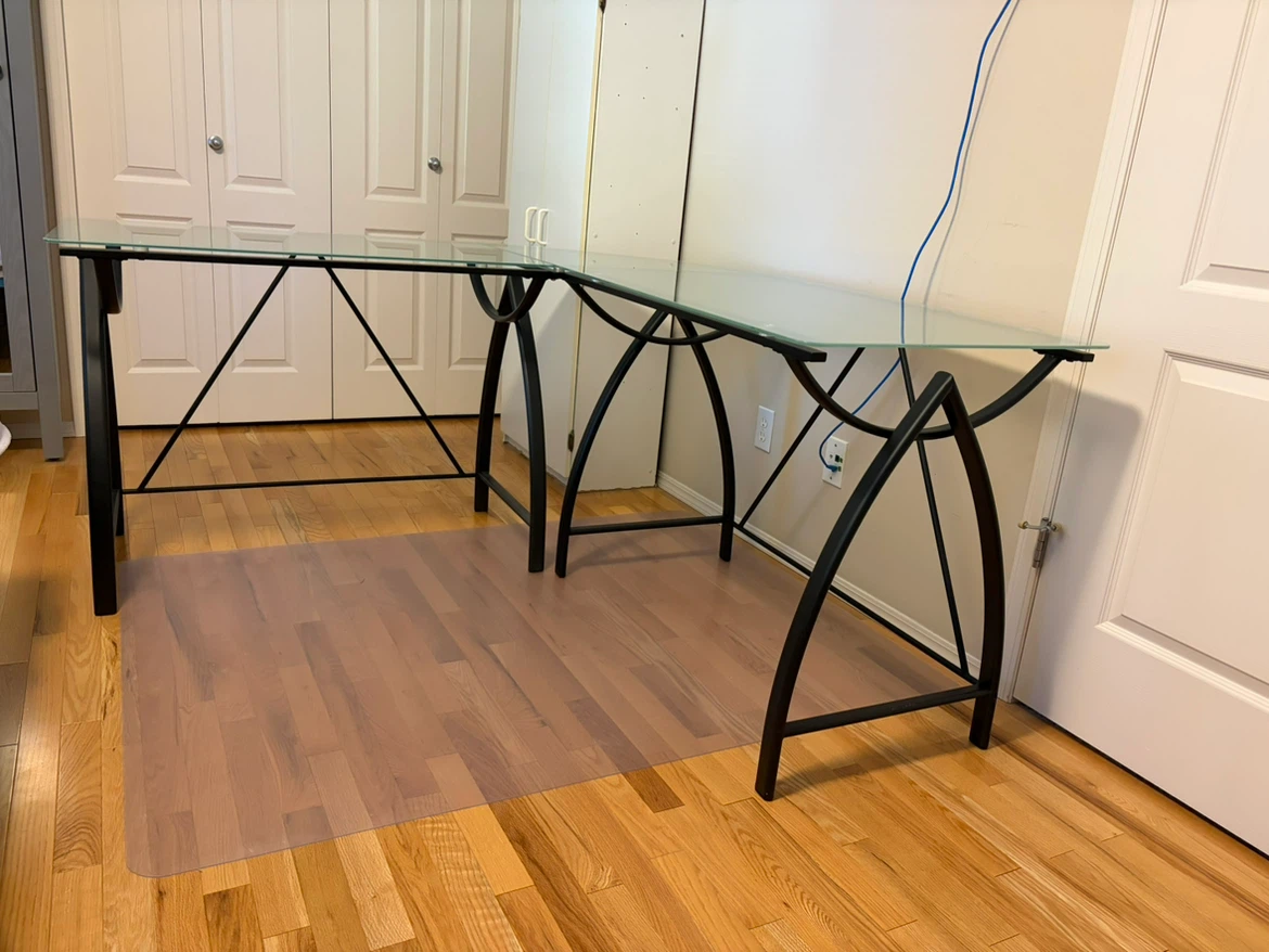 L-Shaped Glass Corner Desk - photo 3