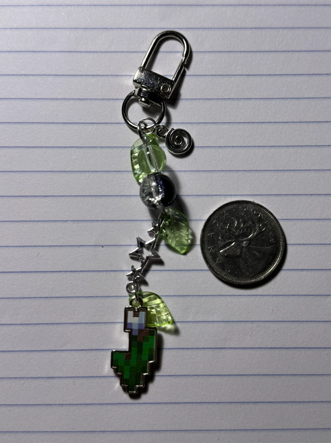 Handmade Minecraft Flower Bead Charm Keychain