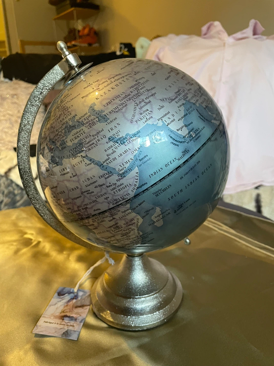 Silver Tone Tabletop Globe