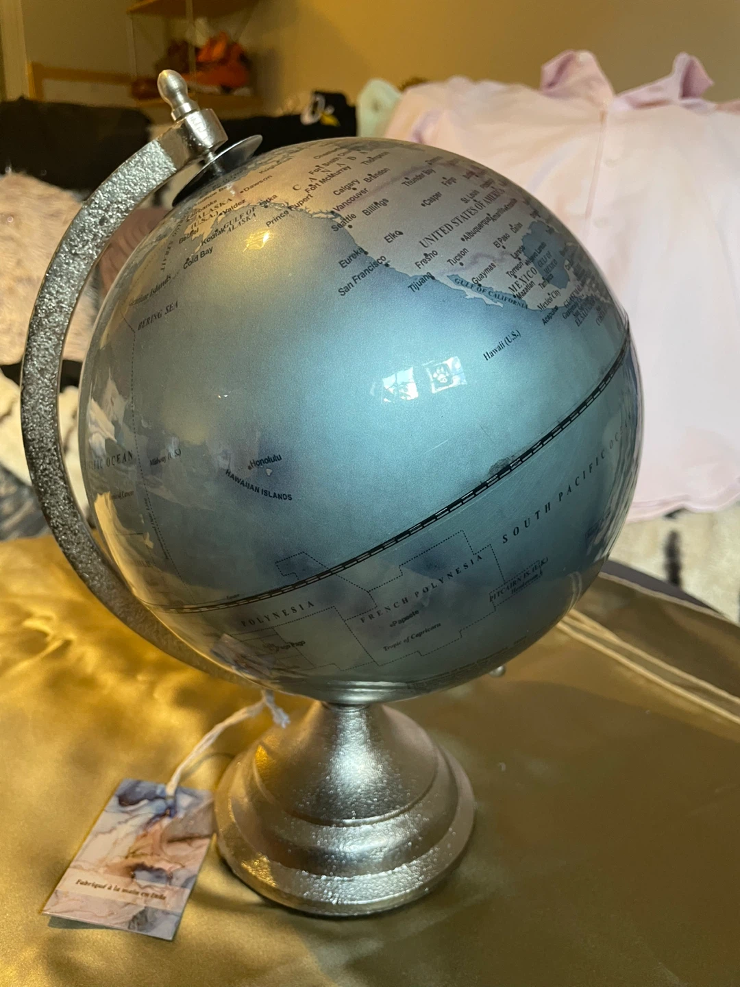 Silver Tone Tabletop Globe - photo 2