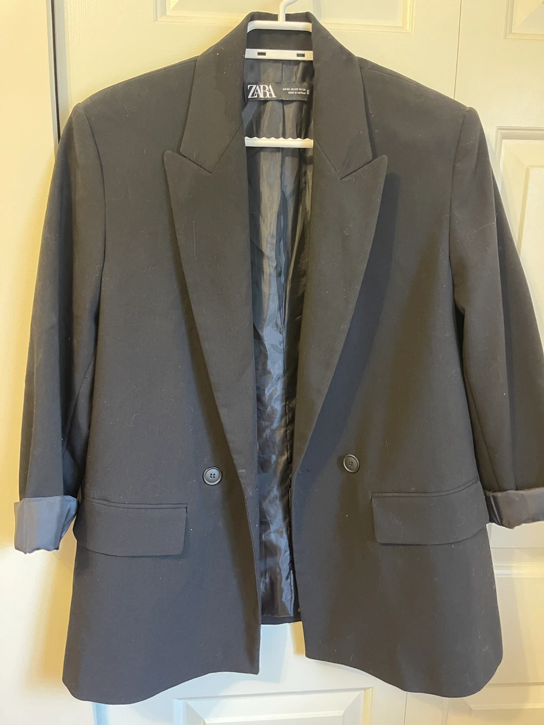 ZARA Black Double-Breasted Blazer Size S