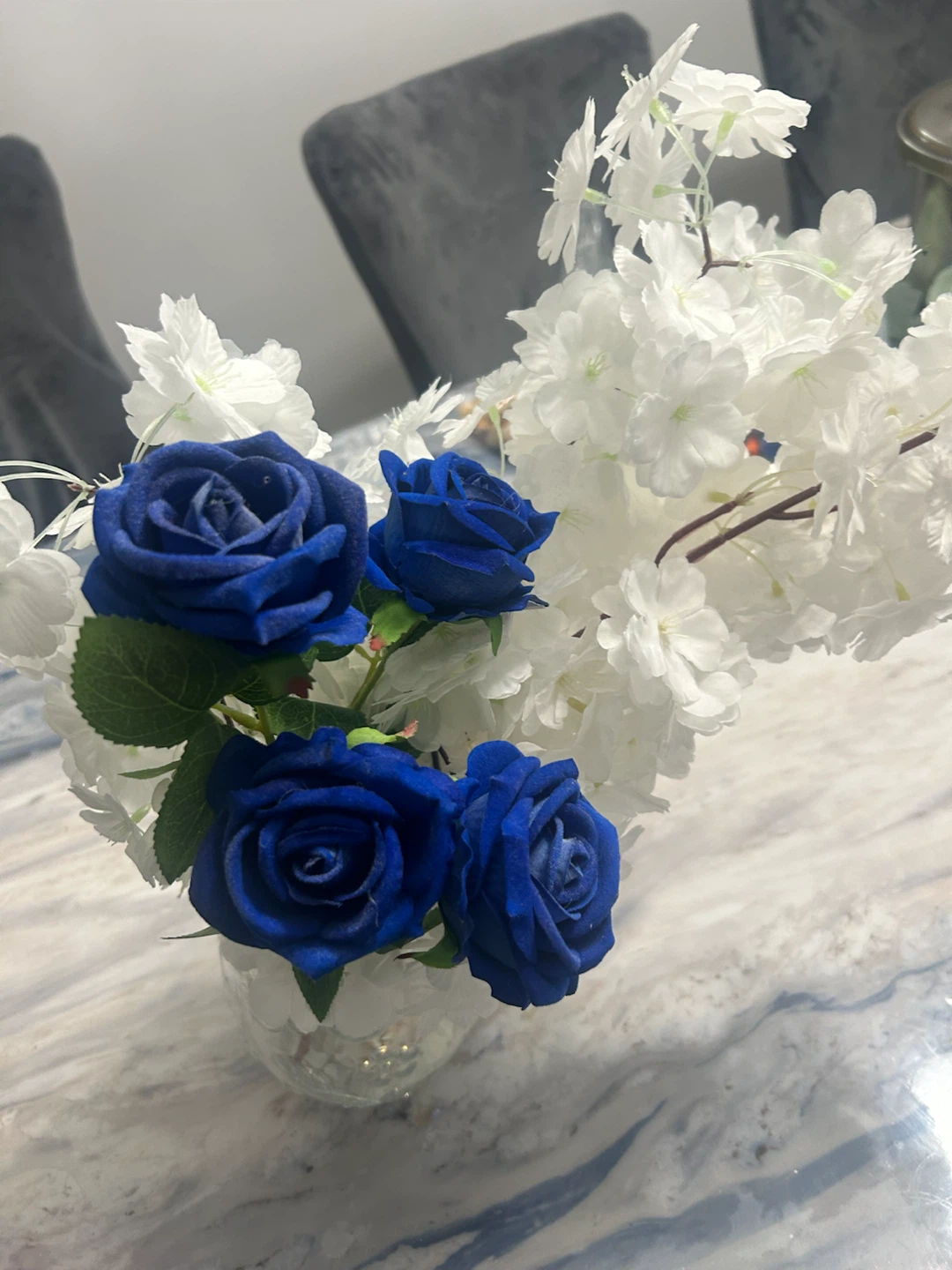Artificial Floral Arrangement with Glass Vase - photo 3
