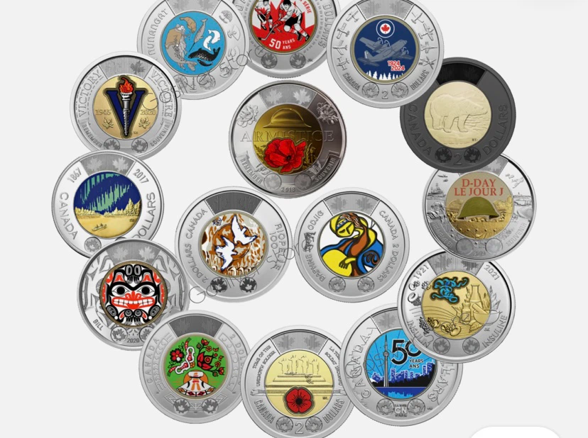 Collection of Canadian Commemorative 2 Dollar Coins