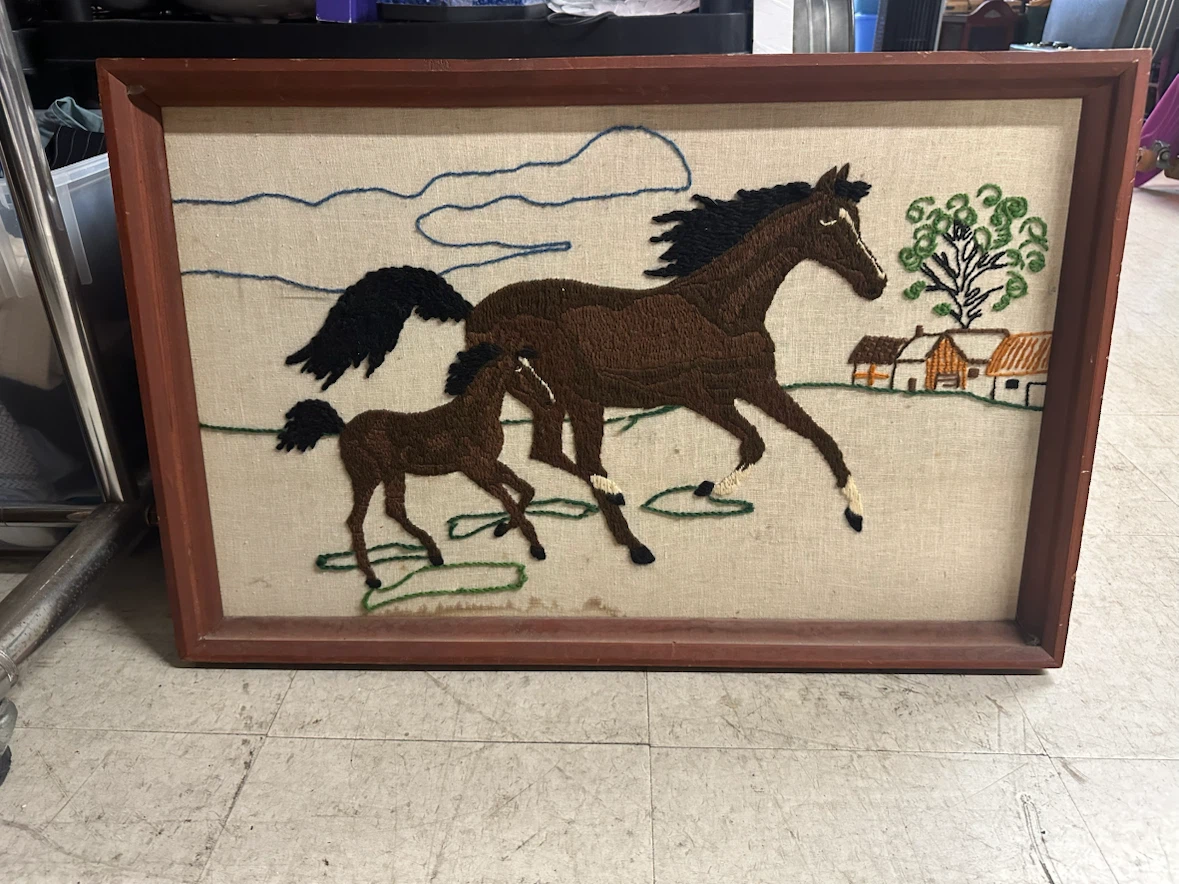 Vintage Embroidered/Yarn Artwork