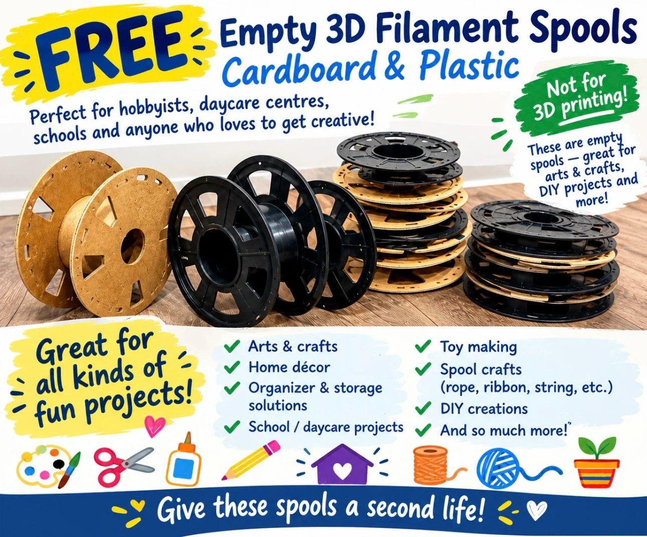 Pending…. Free Collection of empty 3D filament spools