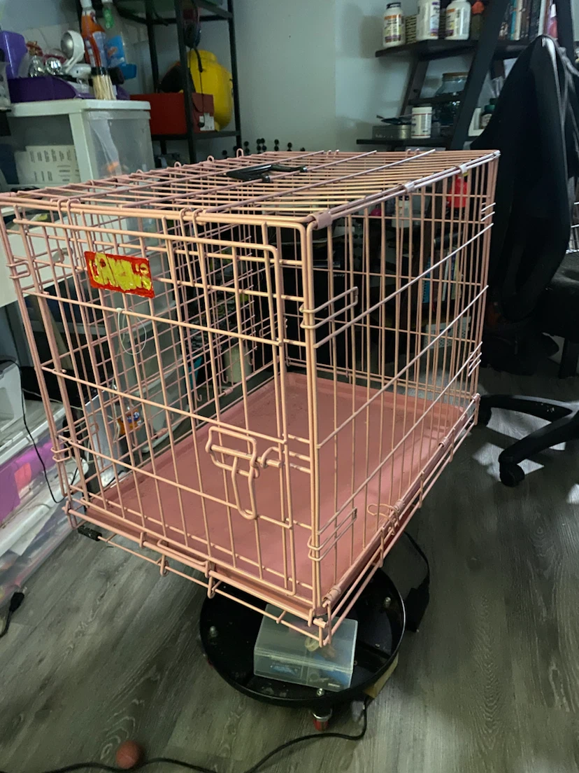 Pink Metal Pet Crate