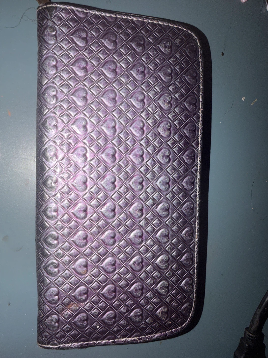 Purple Heart Pattern Zip Wallet