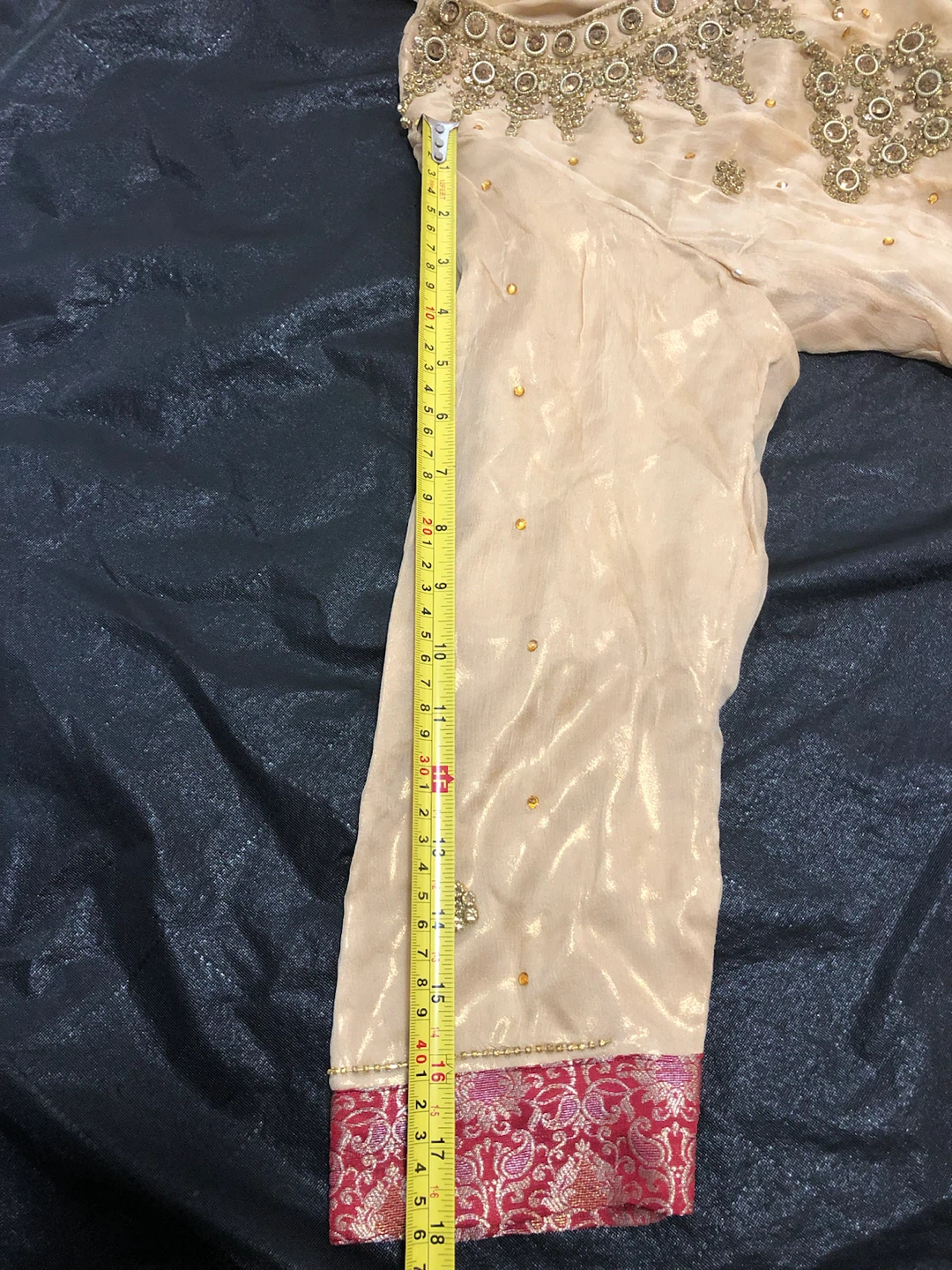 Beige and Gold Embroidered Anarkali Dress - photo 2