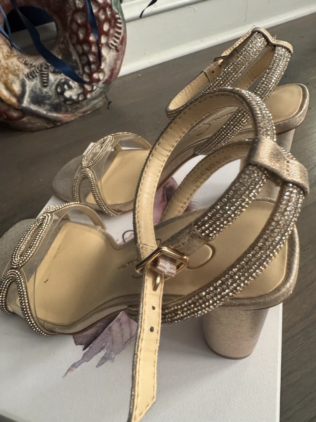 Jessica Simpson Gold Rhinestone Block Heels - photo 3