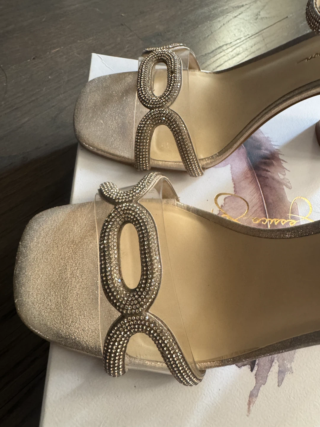 Jessica Simpson Gold Rhinestone Block Heels - photo 4