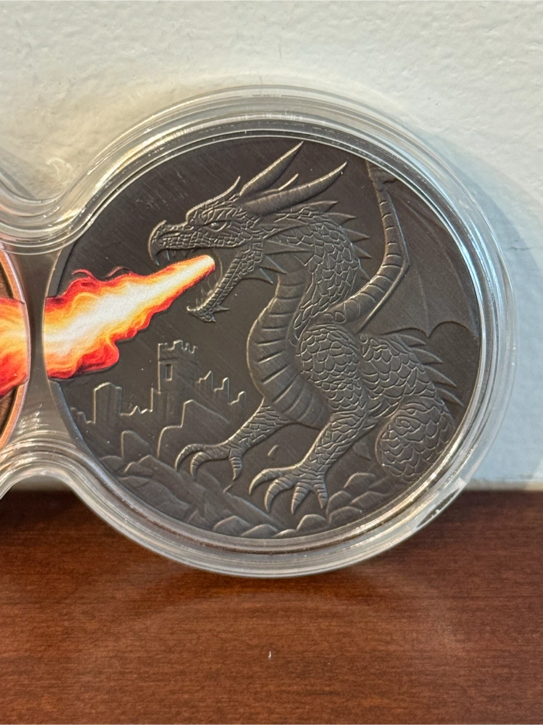 2x 2 Troy Ounce .999 Fine Copper Knight and Dragon Coin - photo 3