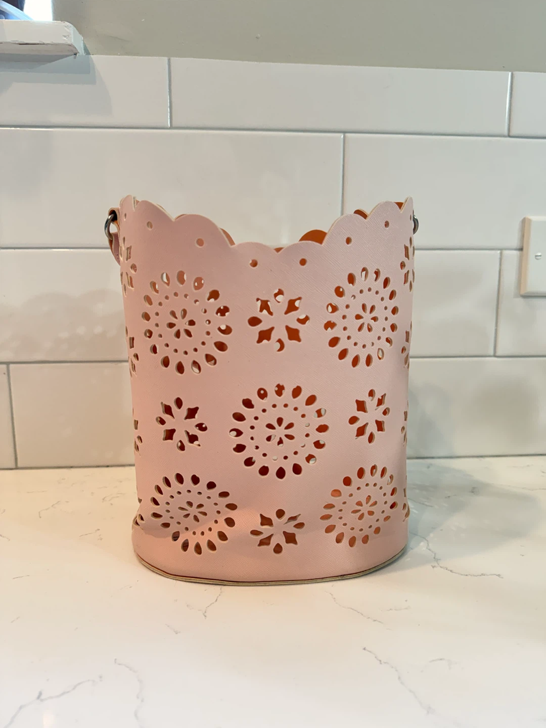 Light Pink Laser Cut Bucket Bag - photo 2