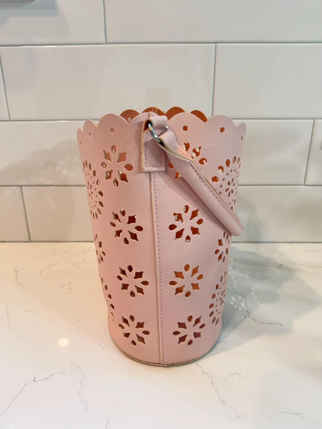 Light Pink Laser Cut Bucket Bag - photo 3