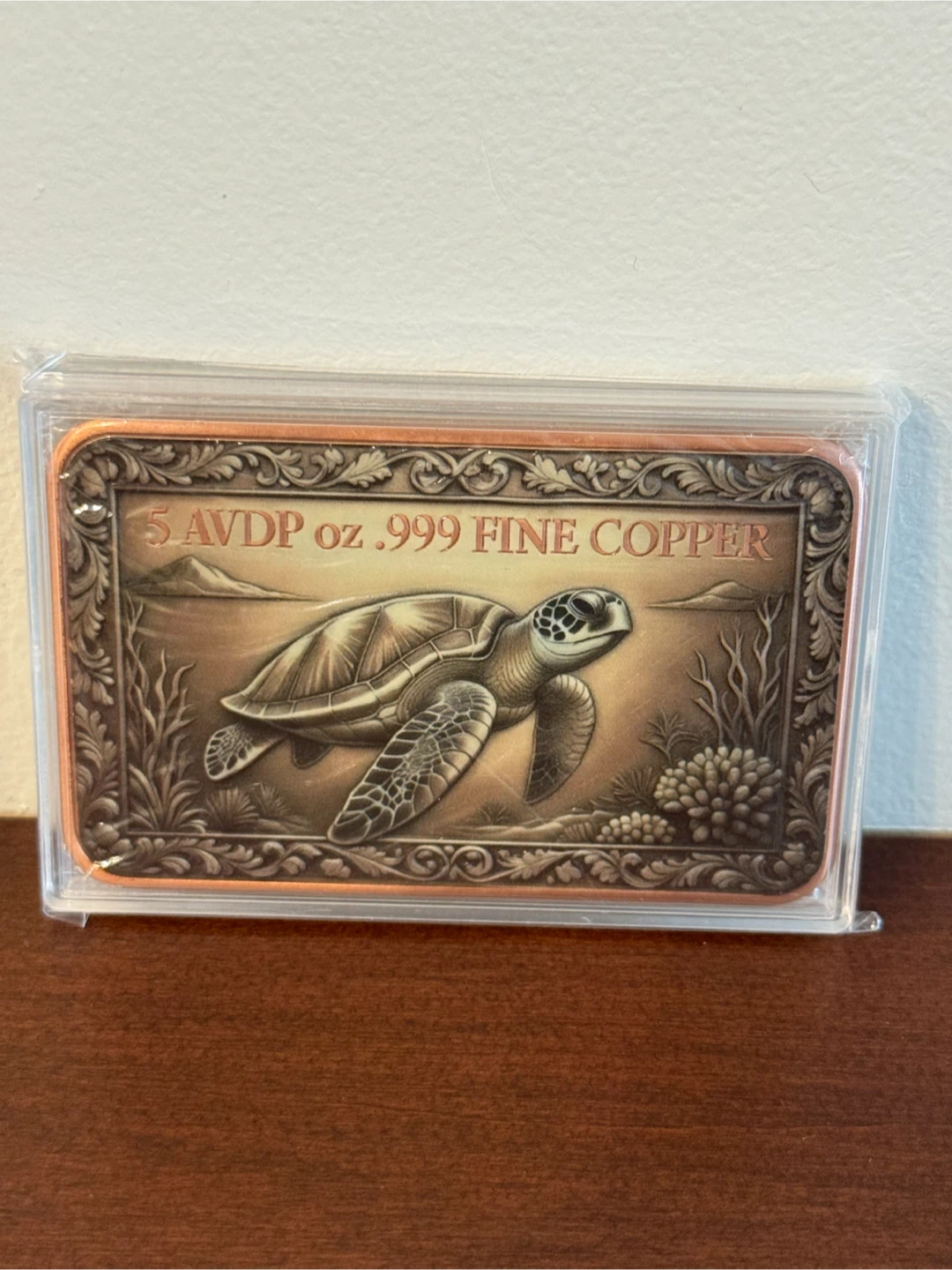 5 AVP oz .999 Fine Copper Sea Turtle Bar - photo 2