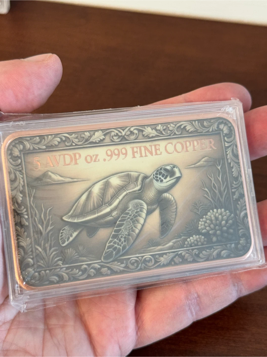 5 AVP oz .999 Fine Copper Sea Turtle Bar - photo 4