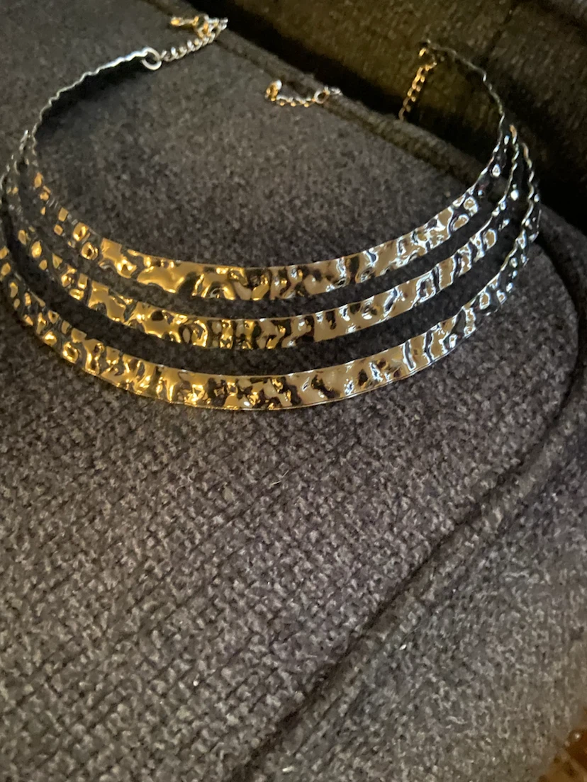 Three-Layer Silver Tone Choker