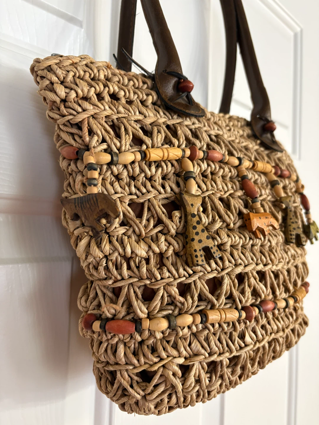 St. John's Bay Woven Straw Safari Animal Tote Bag - photo 2