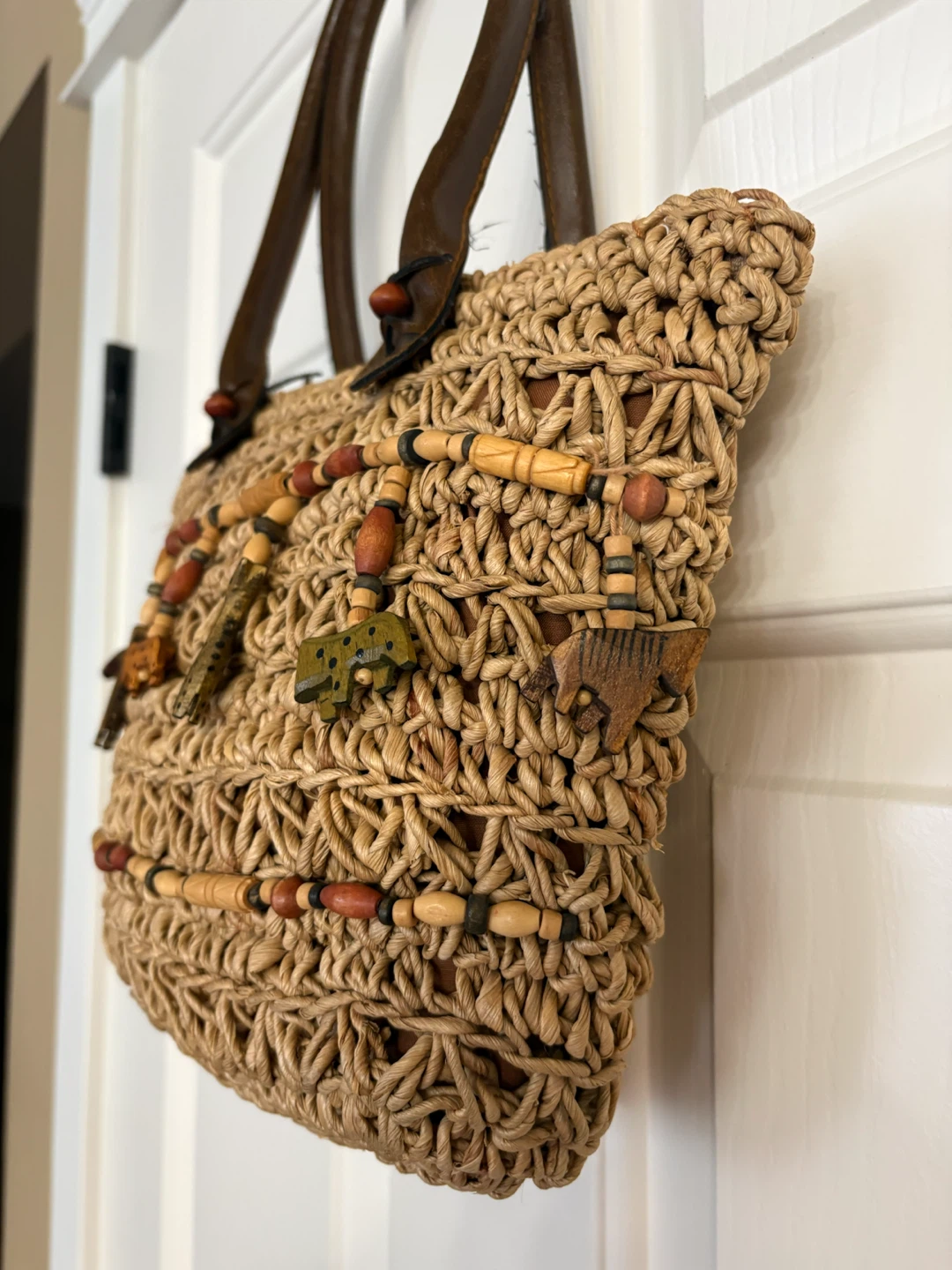 St. John's Bay Woven Straw Safari Animal Tote Bag - photo 3