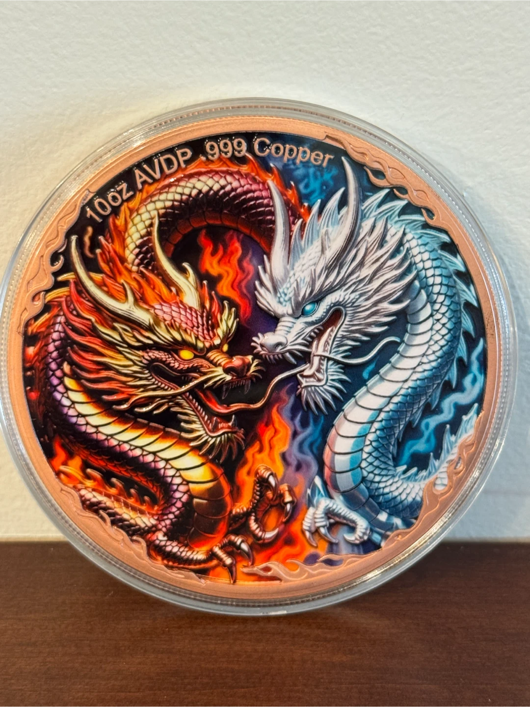 10oz AVDP 999 Copper fire and Ice Dragon Art Coin