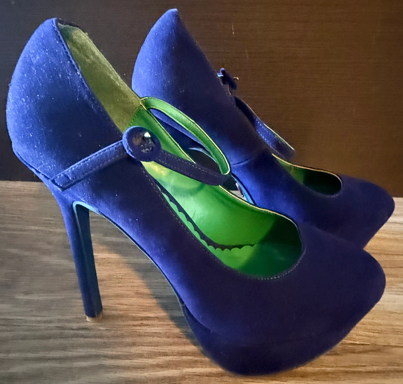 NEW w Box • Gorgeous Velour Styled PROMISE U Heels • Navy B - photo 4