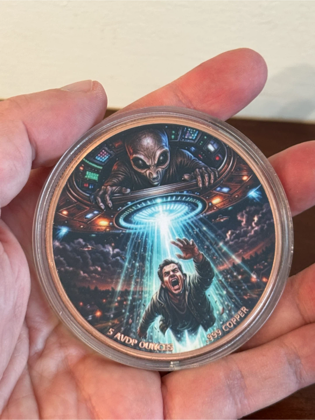 5 AVDP Ounce .999 Copper Alien Abduction Round - photo 3