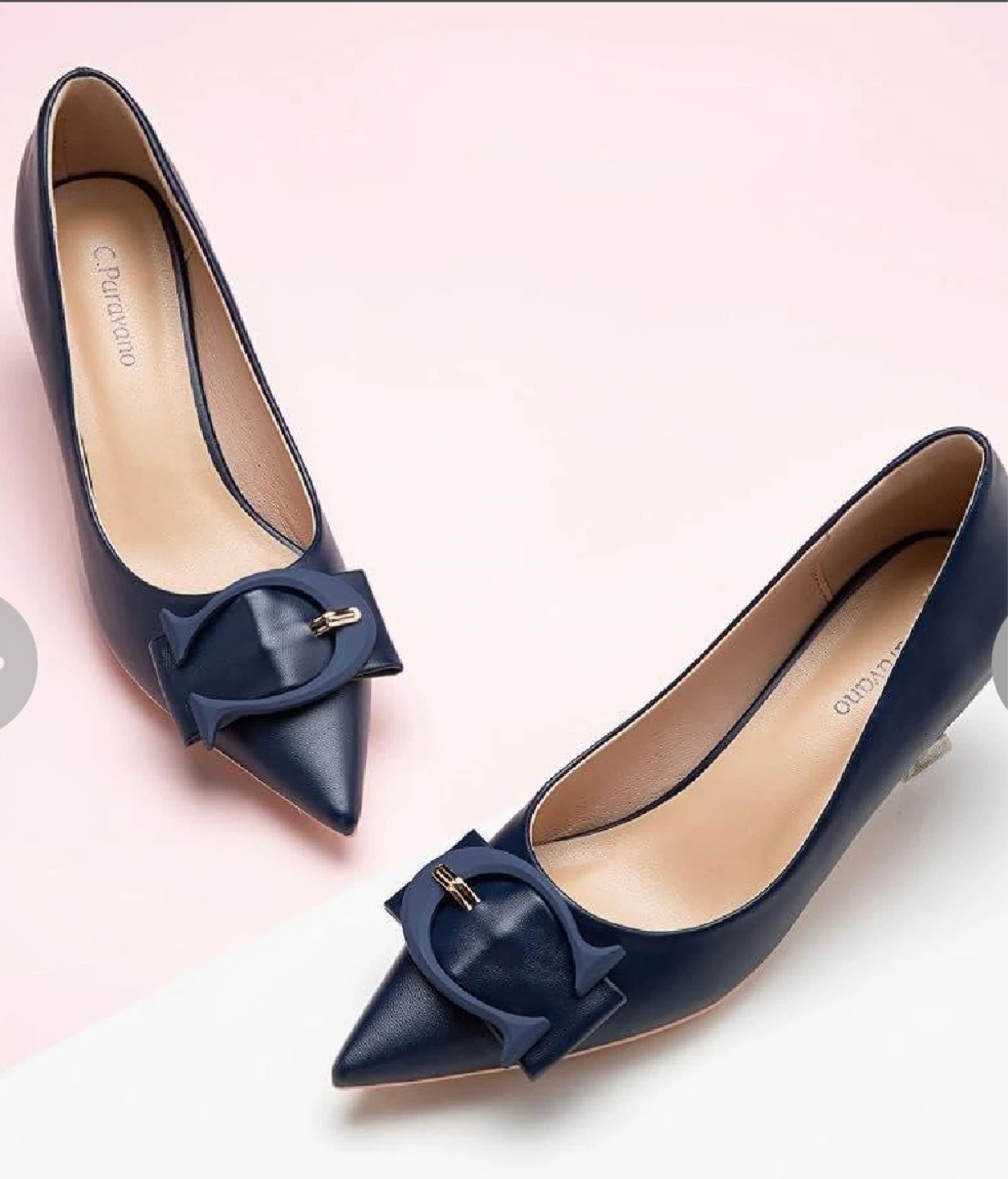 C.Paravano Navy Blue Pointed Toe Heels