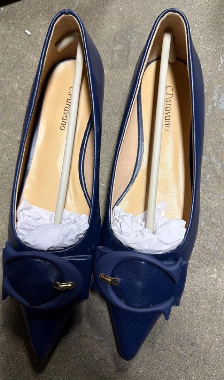 C.Paravano Navy Blue Pointed Toe Heels - photo 2
