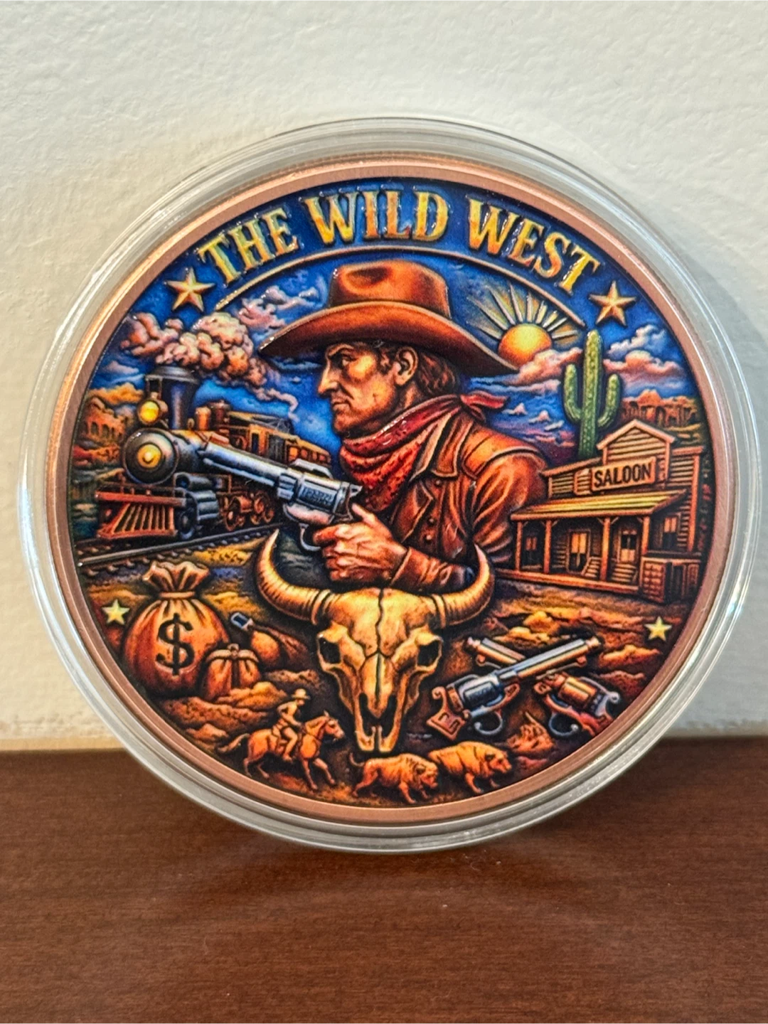 Wild West 5oz Copper Coin in capsule