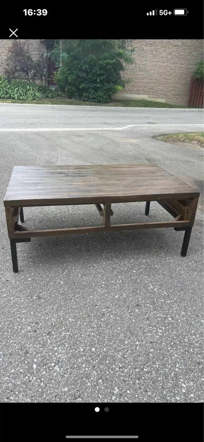 Rustic Wood and Metal Coffee Table